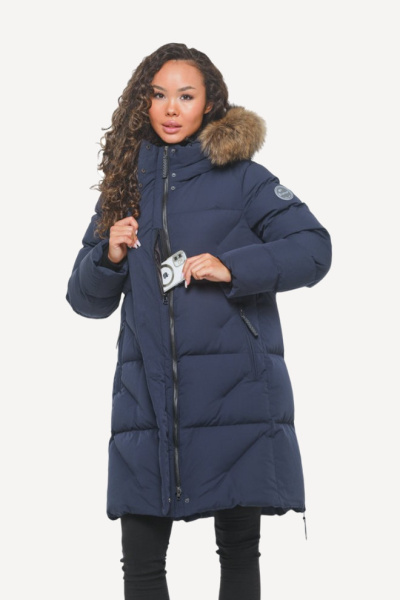 Пальто пуховое Марго SkyStretch Goose (Женский; 42; Индиго без*Меха)